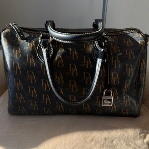 Dooney & Bourke Black and Gold Logo Satchel